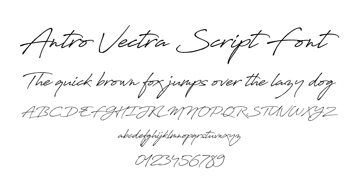 Antro Vectra Script Font font preview