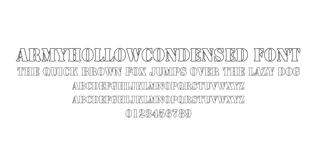 ArmyHollowCondensed Font preview