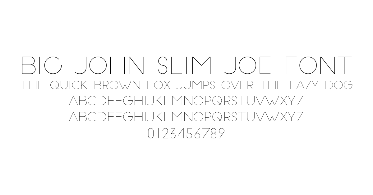 Big John Slim Joe Font font preview
