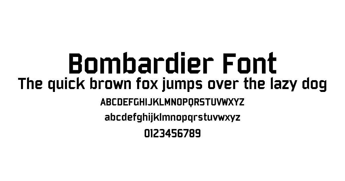 Bombardier Font preview