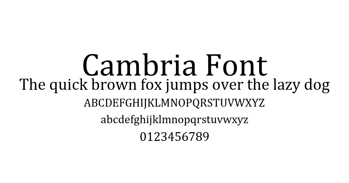 Cambria Font font preview