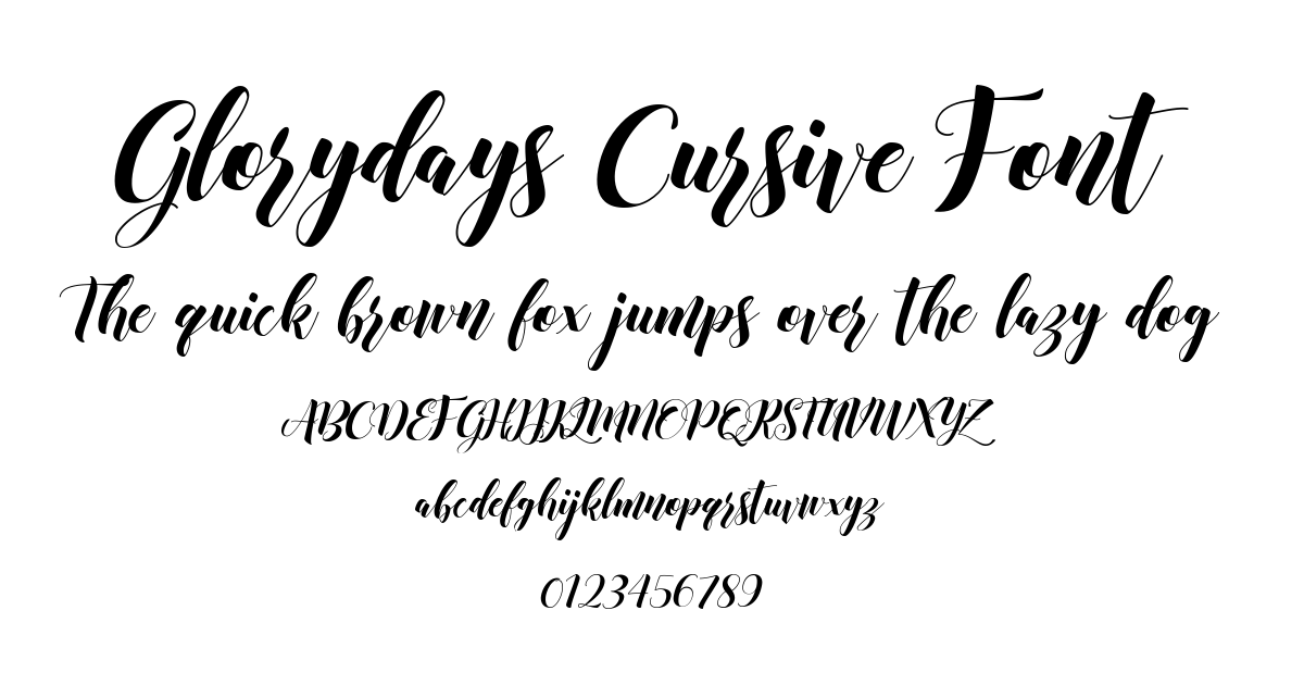 Glorydays Cursive Font preview