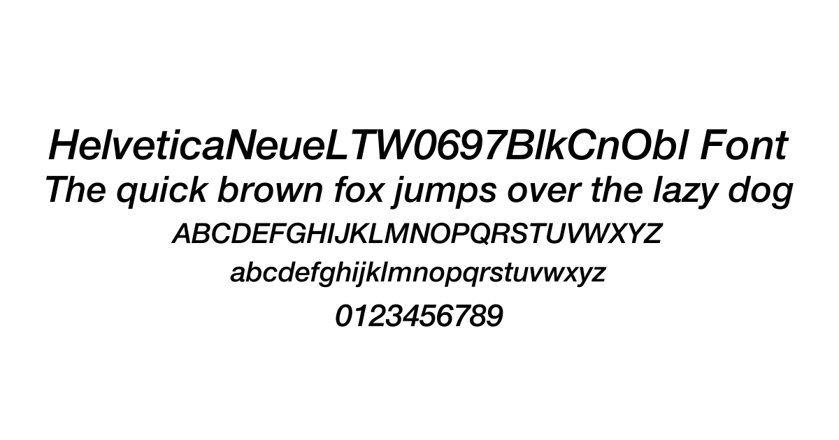 HelveticaNeueLTW0697BlkCnObl Font preview