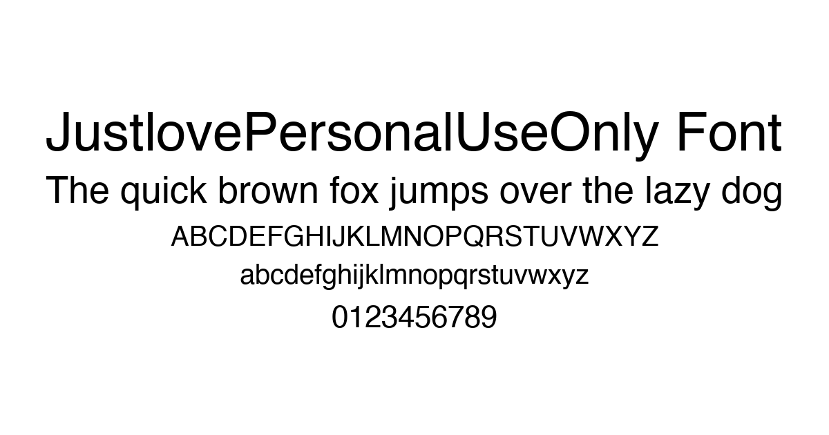 JustlovePersonalUseOnly Font font preview