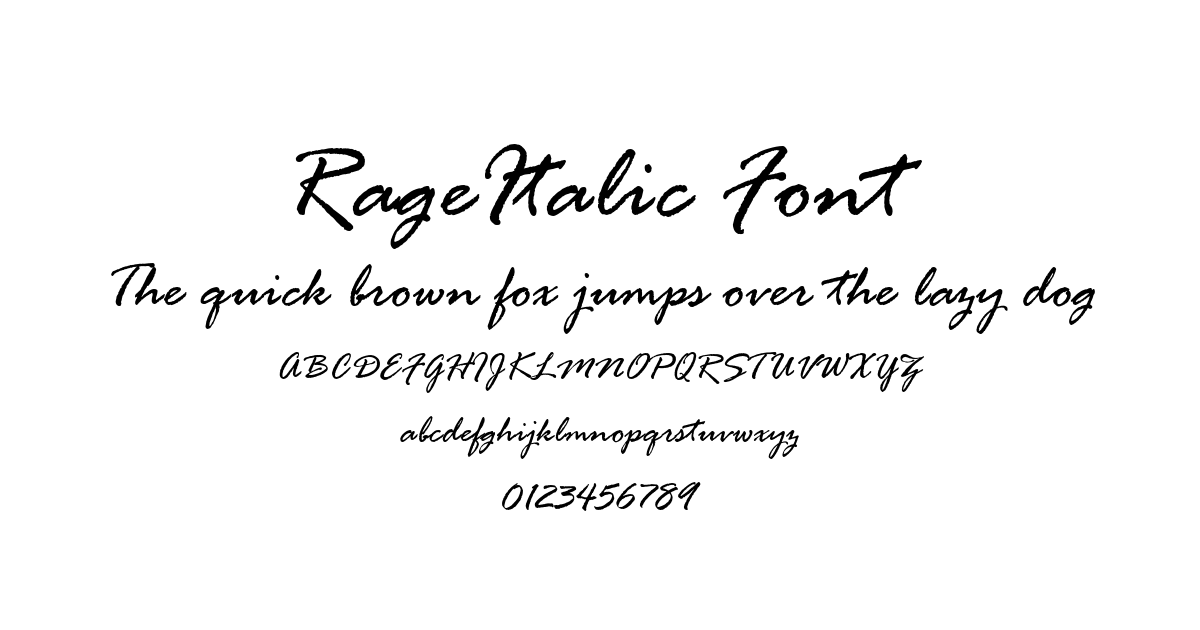 RageItalic Font font preview
