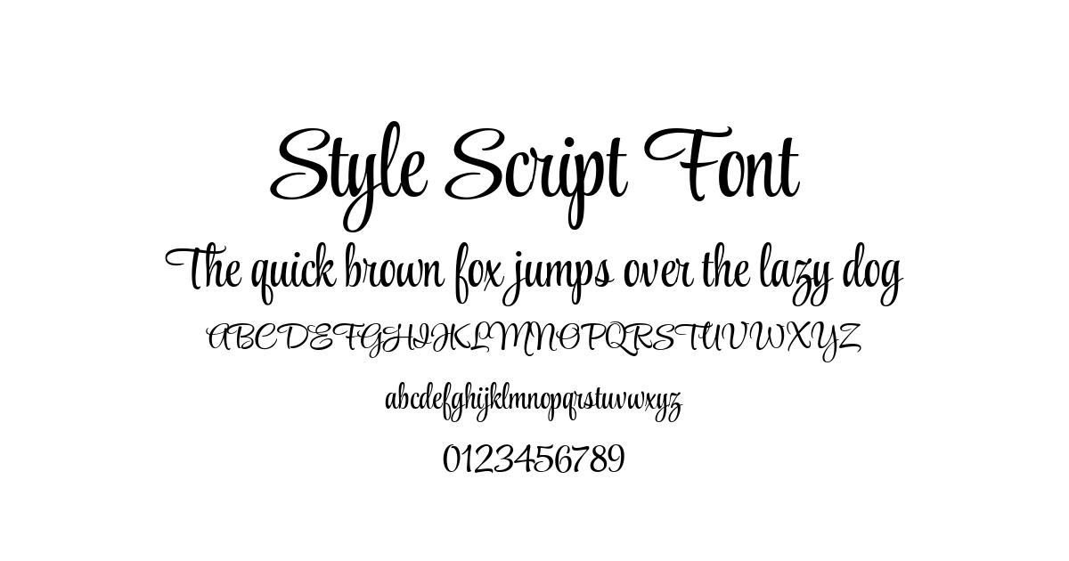 Style Script Font font preview