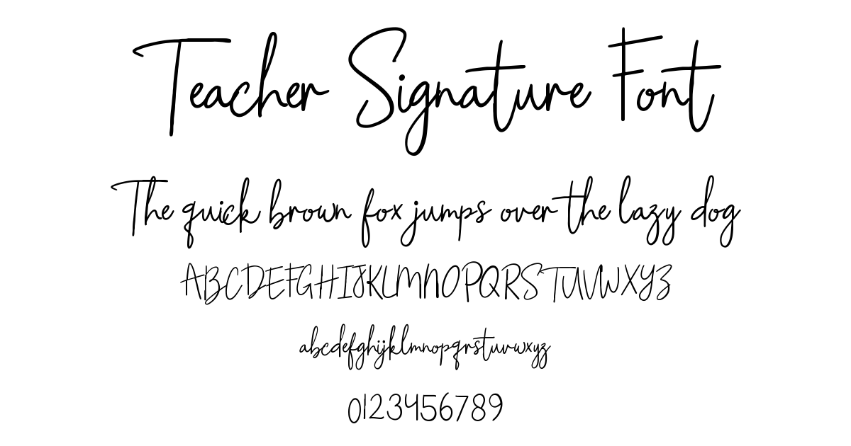 Teacher Signature Font preview