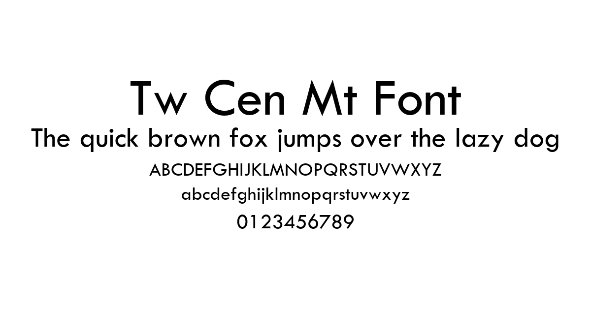 Tw Cen Mt Font font preview