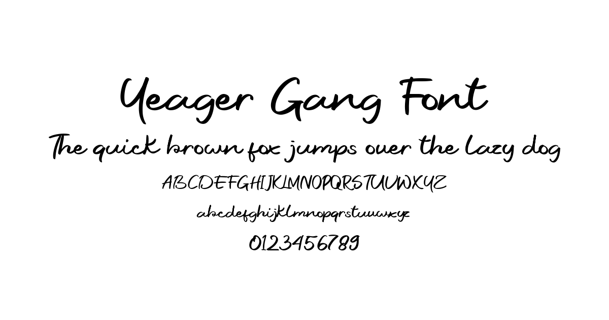 Yeager Gang Font font preview
